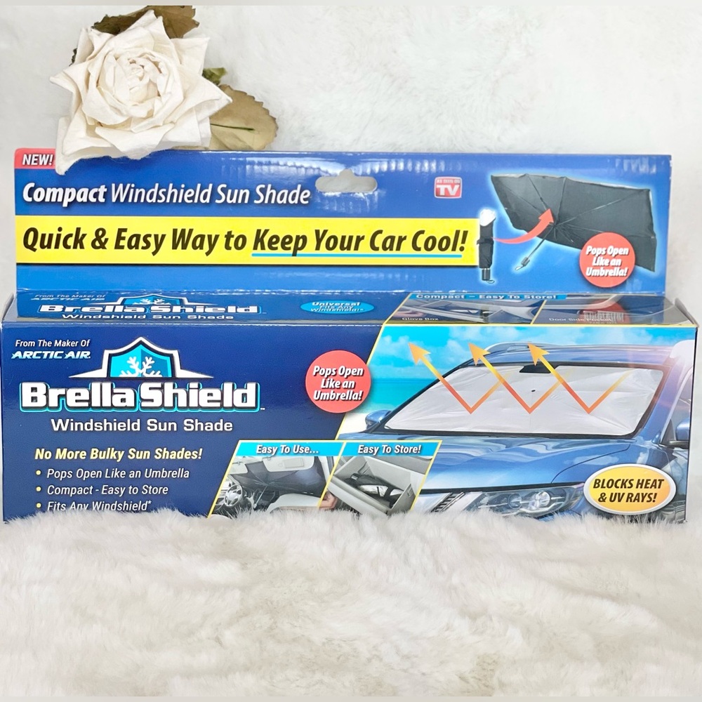 New with tags BRELLA SHIELD CAR WINDOW REFLECTOR “As Seen On TV” Keeps Car Cool